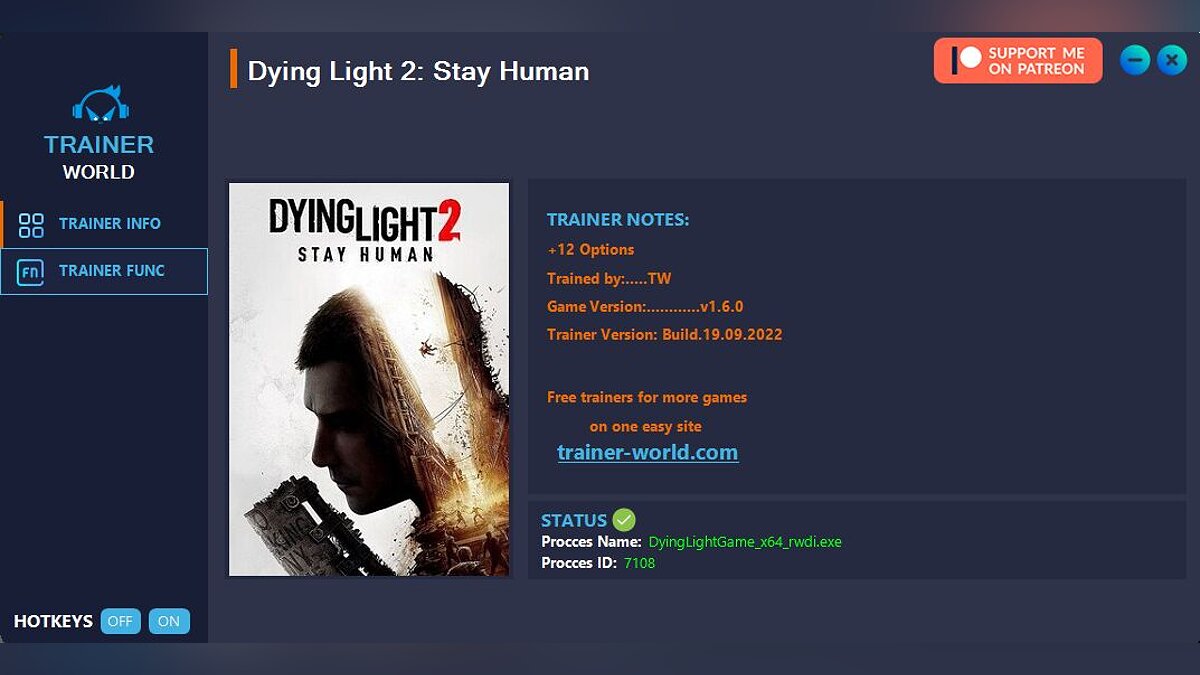 Dying Light 2 Stay Human — Trainer (+12) [v1.6.0]