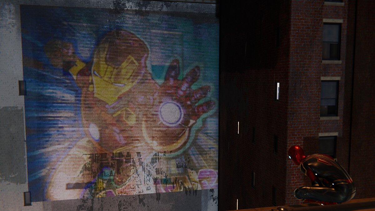 Marvel&#039;s Spider-Man Remastered — Iron Man graffiti