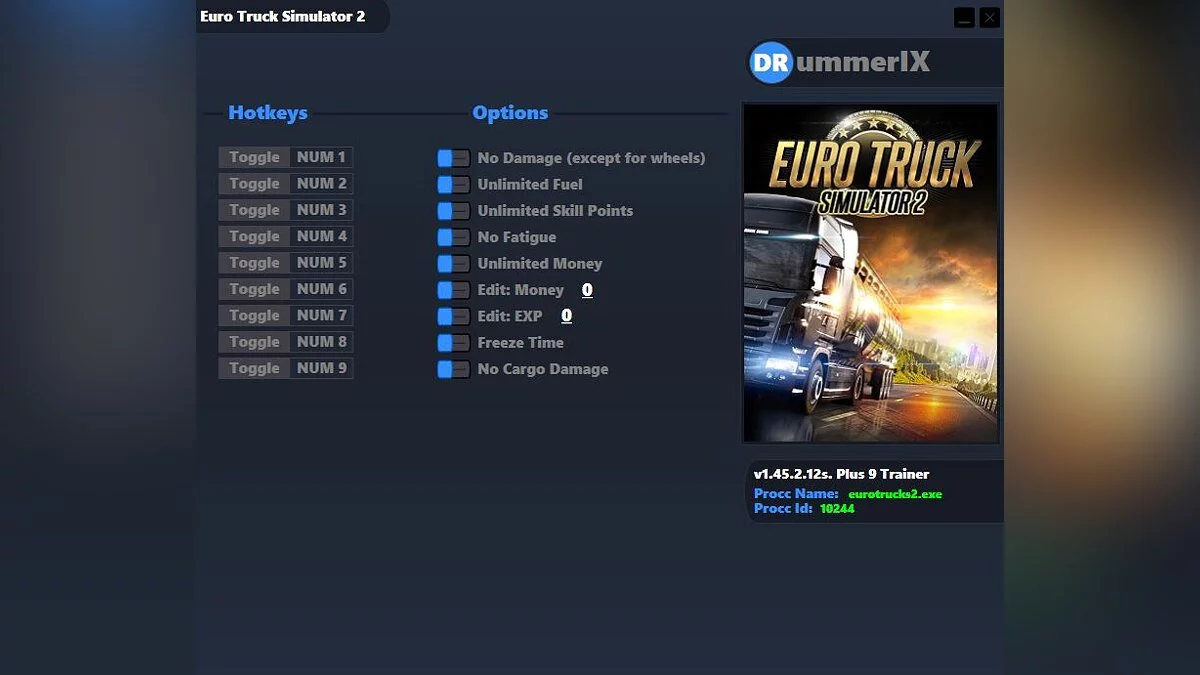 Euro Truck Simulator 2 — Trainer (+9) [Game Version: 1.45.2.12s]