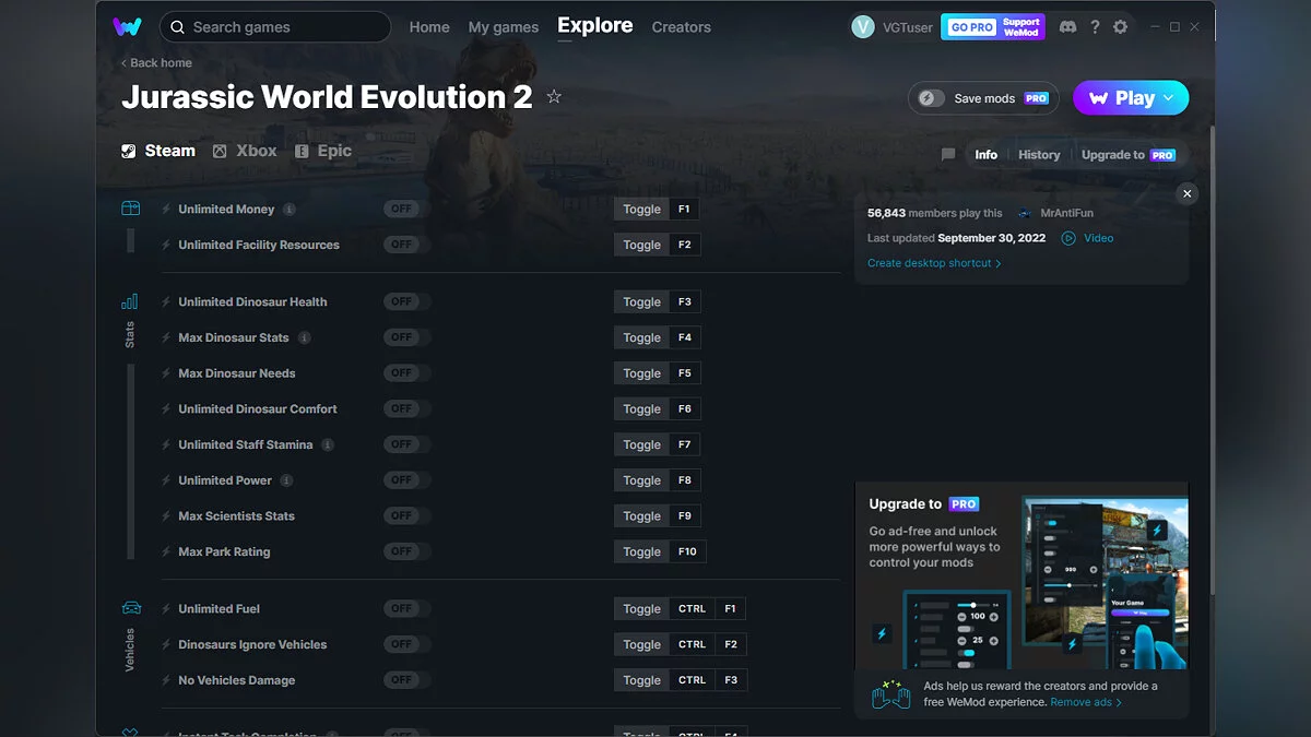 Jurassic World Evolution 2 — Trainer (+15) from 09/30/2022 [WeMod]