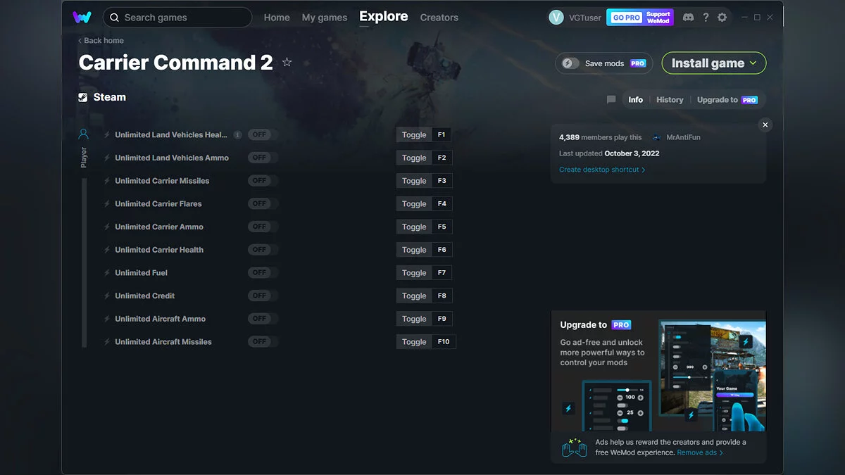 Carrier Command 2 — Trainer (+10) from 10/03/2022 [WeMod]