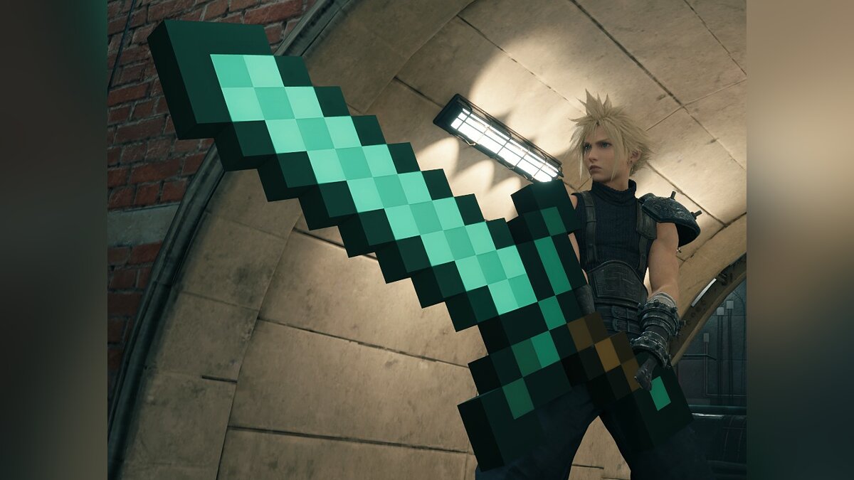 Final Fantasy VII Remake — "Minecraft" - diamond sword