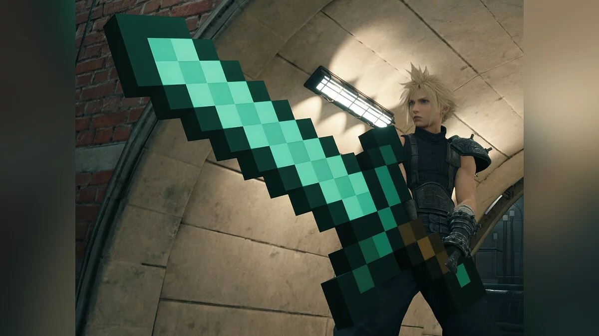 Final Fantasy VII Remake — "Minecraft" - diamond sword