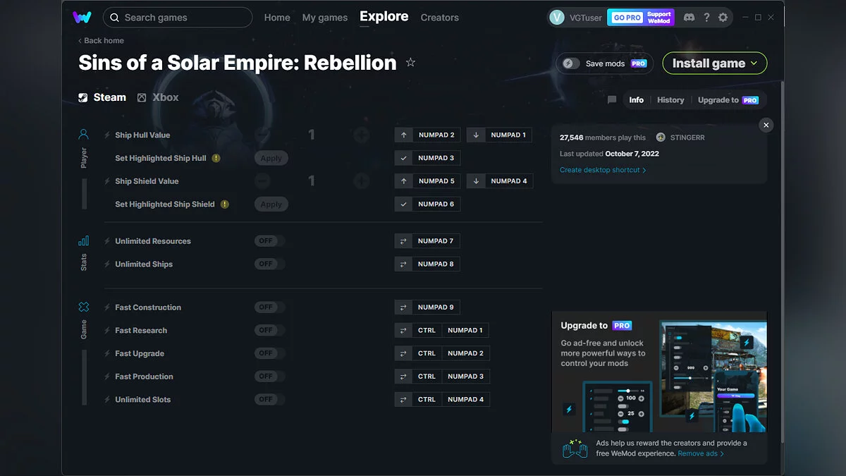 Sins of a Solar Empire: Rebellion — Trainer (+11) from 10/07/2022 [WeMod]