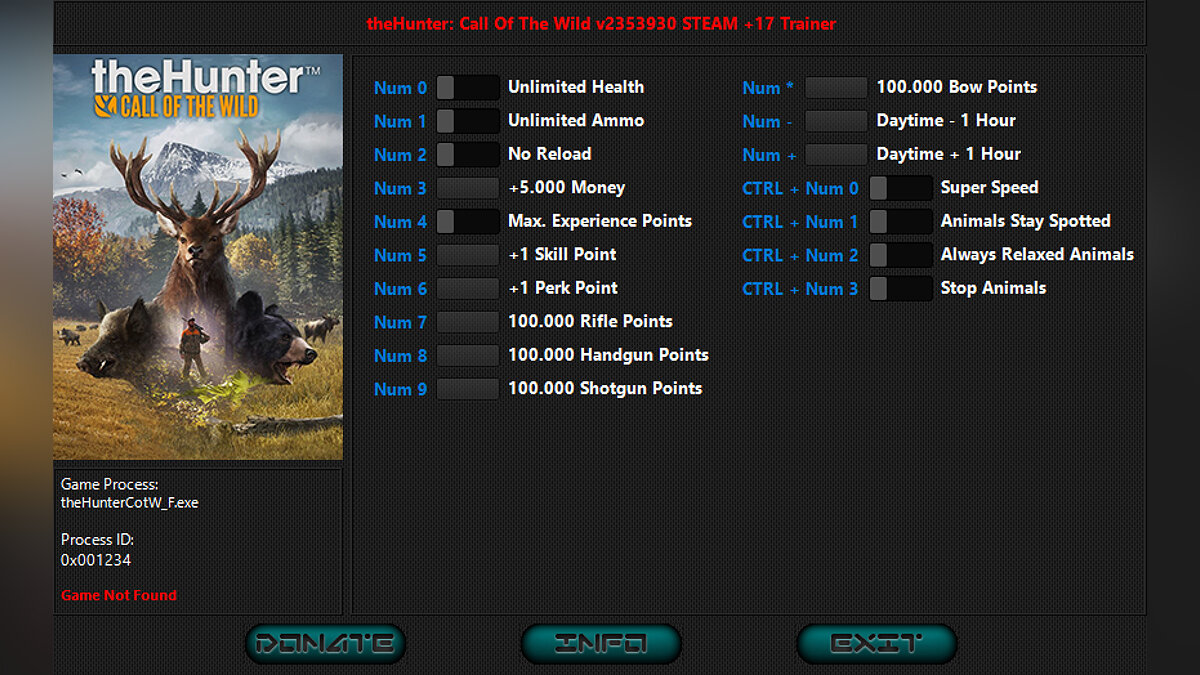 theHunter: Call of the Wild — Trainer (+17) [2050156 - 2353930: Steam and Epic]