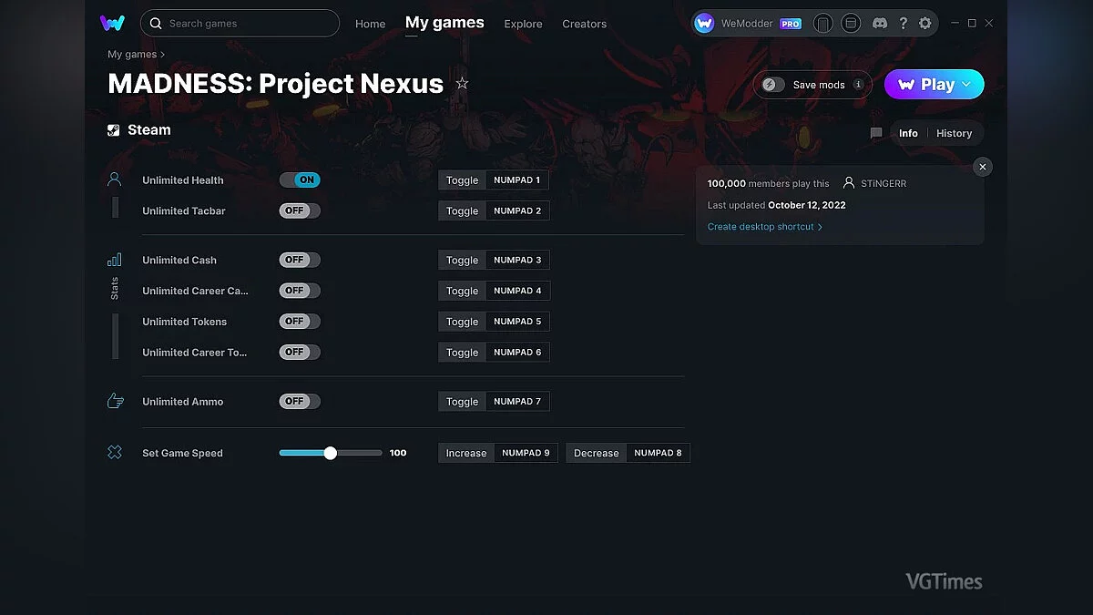 MADNESS: Project Nexus — Entrenador (+8) del 12.10.2022 [WeMod]