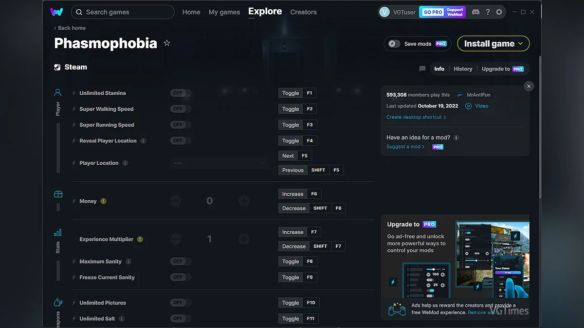 Phasmophobia — Formateur (+21) du 19.10.2022 [WeMod]