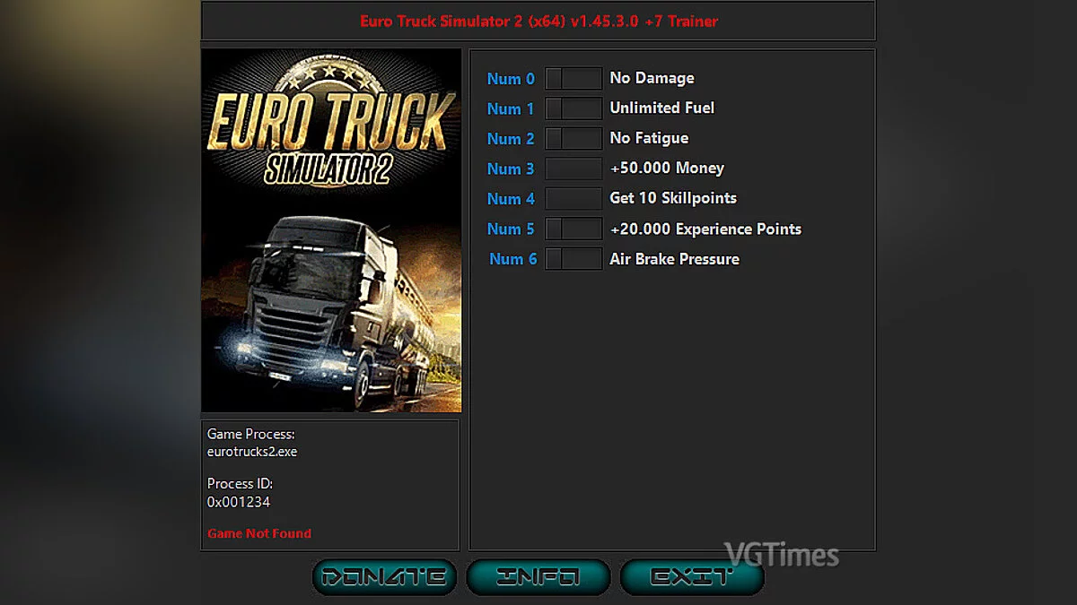 Euro Truck Simulator 2 — Trainer (+7) [1.45.3.0]