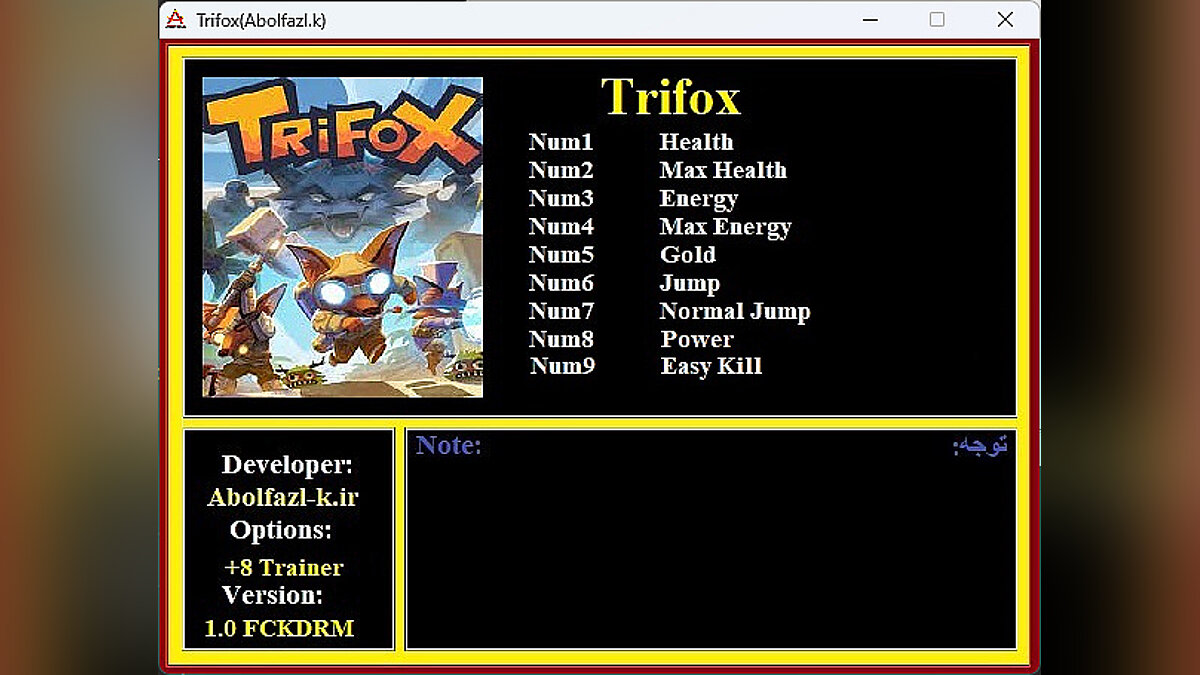 Trifox — Trainer (+8) [1.0]