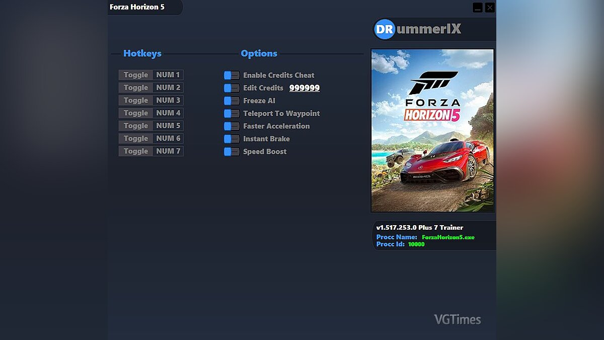 Forza Horizon 5 — Trainer (+7) [Game Version: 1.517.253.0.]