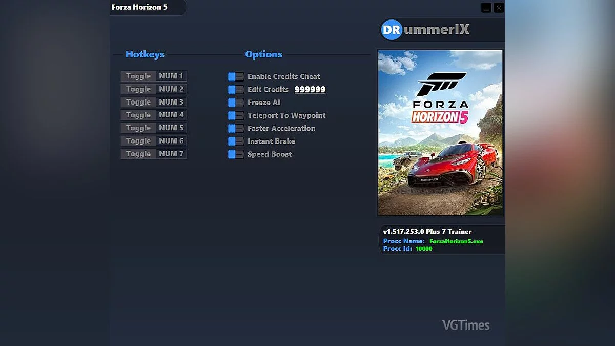 Forza Horizon 5 — Trainer (+7) [Game Version: 1.517.253.0.]