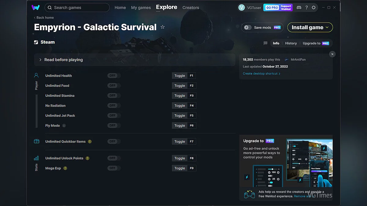 Empyrion - Galactic Survival — Formateur (+9) du 27/10/2022 [WeMod]