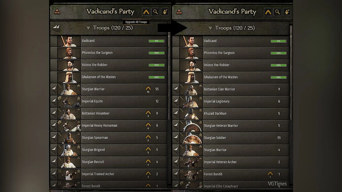 Mount &amp; Blade 2: Bannerlord — Party screen improvements