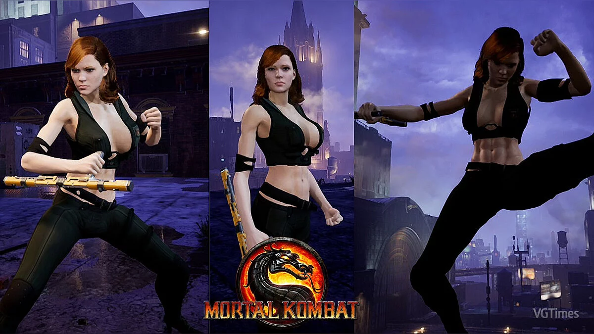 Gotham Knights — Disfraz de Sonya del juego Mortal Kombat 9.