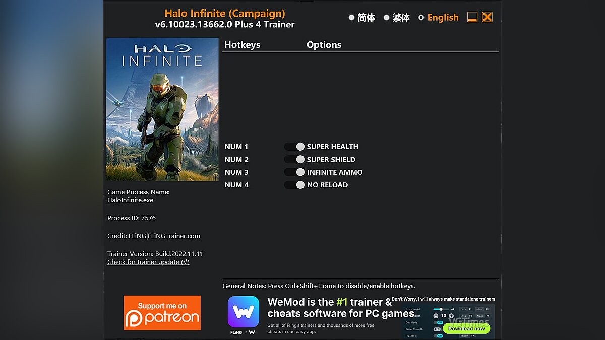 Halo Infinite — Trainer (+4) [6.10020.13662.0]