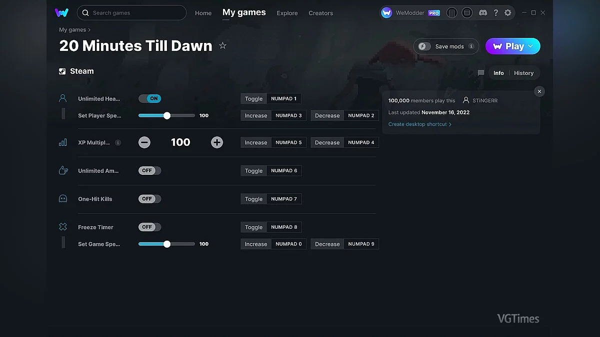 20 Minutes Till Dawn — Formateur (+7) du 16/11/2022 [WeMod]