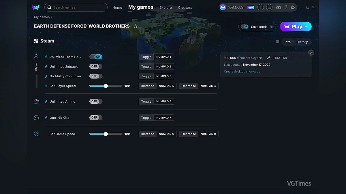 Earth Defense Force: World Brothers — Трейнер (+7) від 17.11.2022 [WeMod]