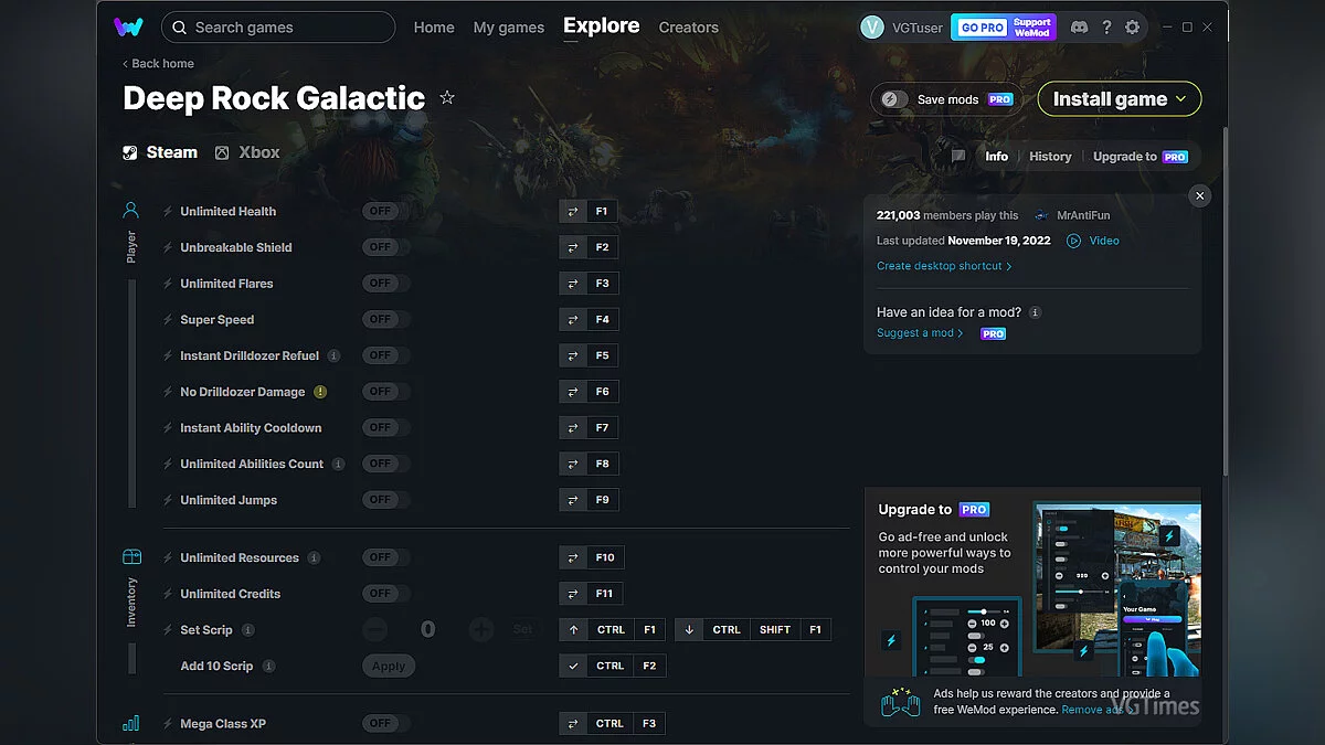 Deep Rock Galactic — Trainer (+27) from 11/19/2022 [WeMod]