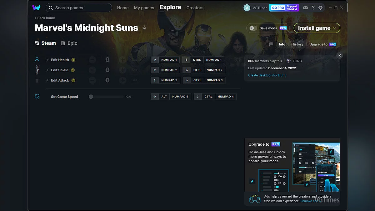 Marvel&#039;s Midnight Suns — Entrenador (+4) del 12.04.2022 [WeMod]