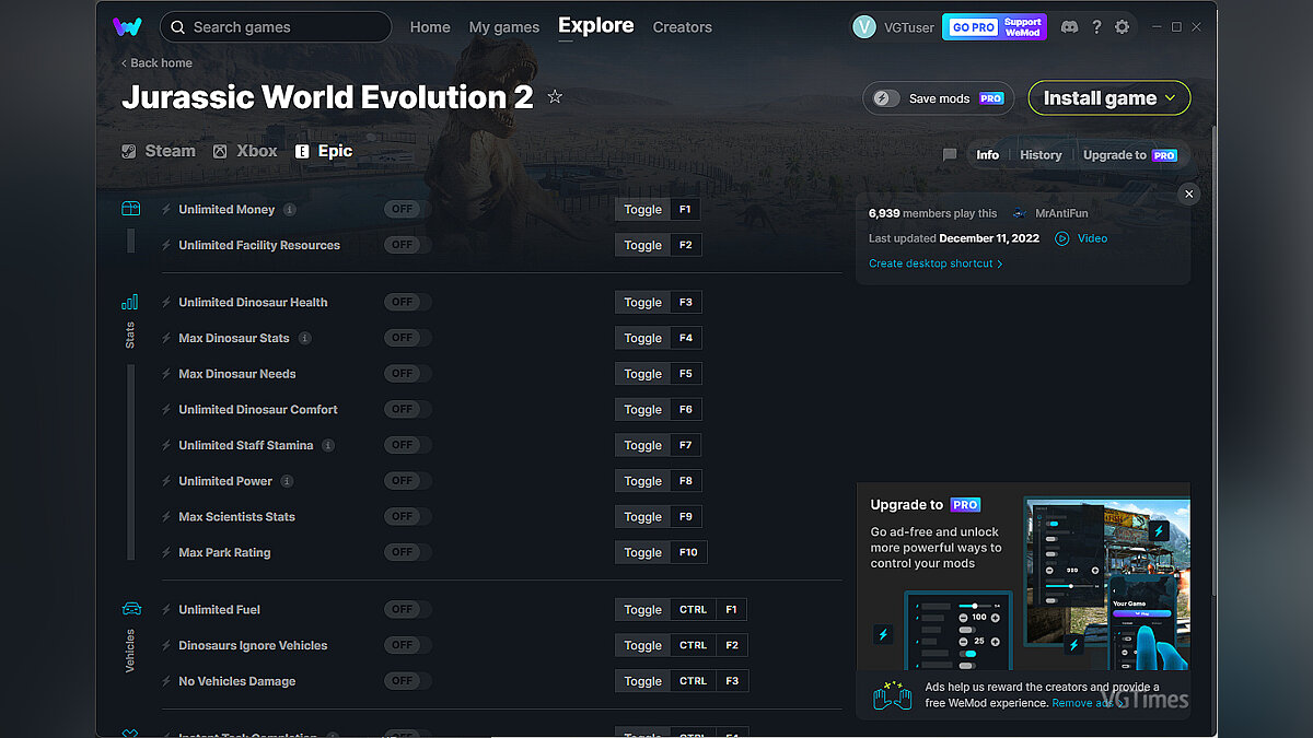 Jurassic World Evolution 2 — Trainer (+15) from 12/11/2022 [WeMod]