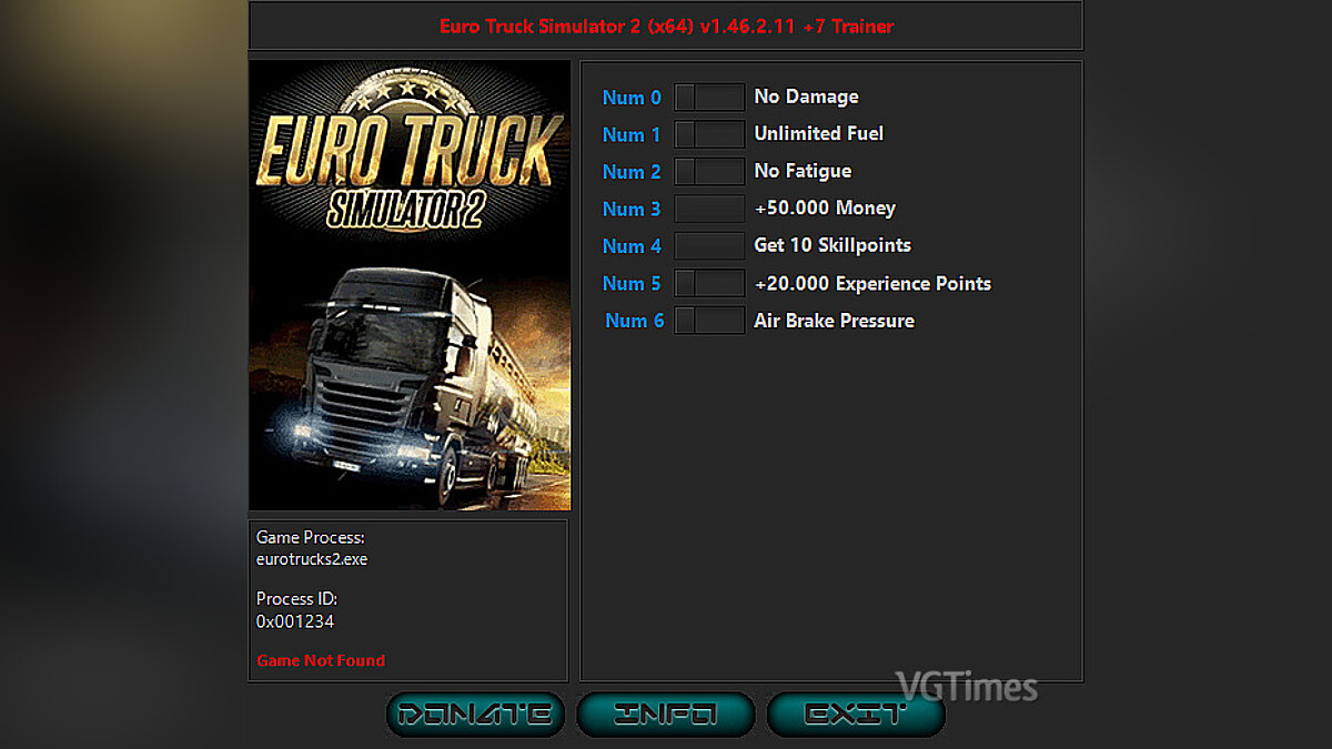 Euro Truck Simulator 2 — Trainer (+7) [1.46.2.11]