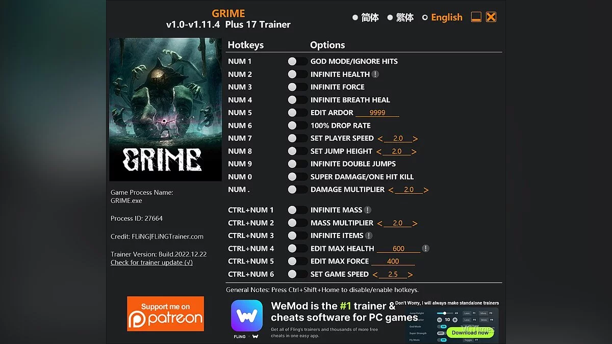 Grime — Trainer (+17) [1.0 - 1.11.4]