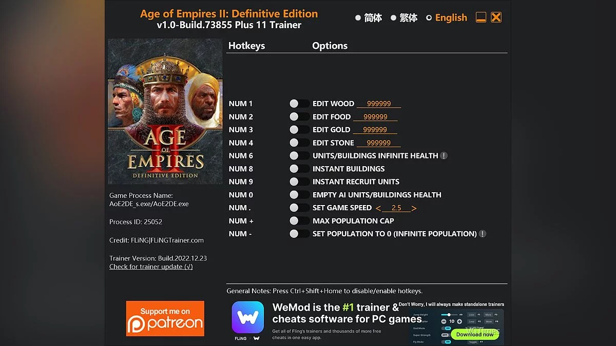 Age Of Empires 2: Definitive Edition — Trainer (+11) [1.0 - Build.73855]