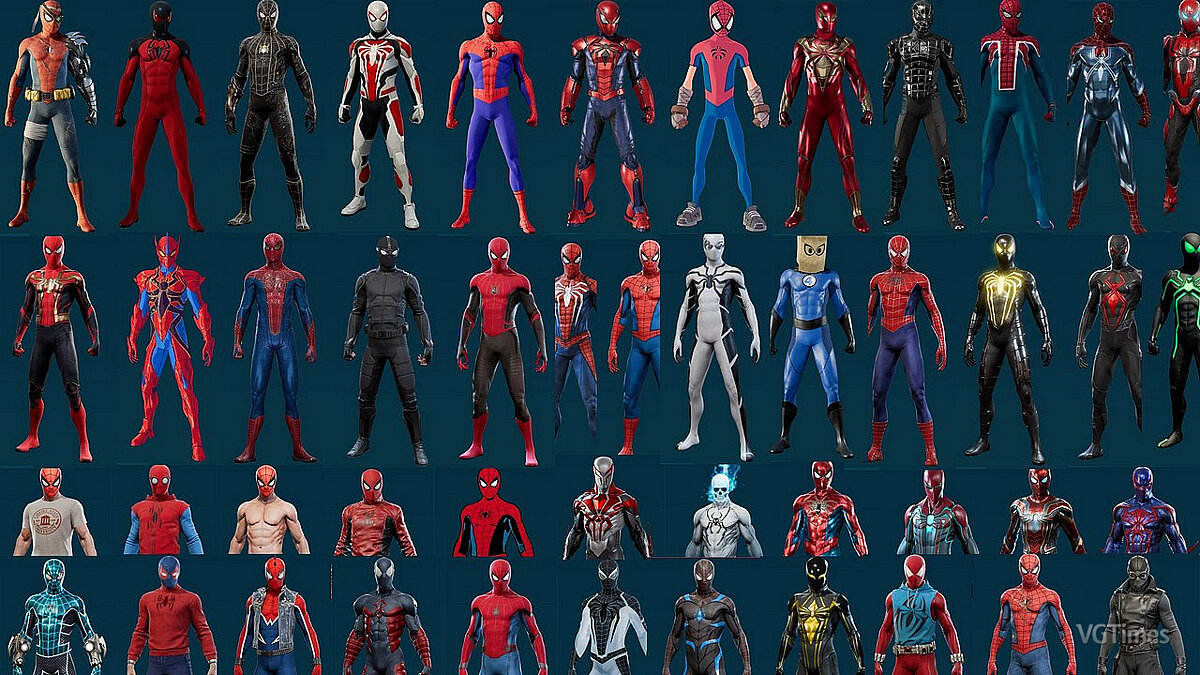 Marvel&#039;s Spider-Man: Miles Morales — Large set of costumes from the game Spider-Man Remastered