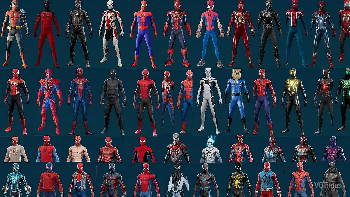 Marvel&#039;s Spider-Man: Miles Morales — Large set of costumes from the game Spider-Man Remastered