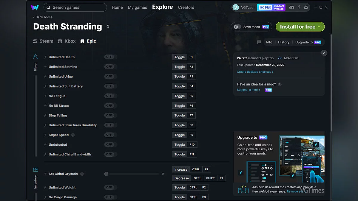 Death Stranding — Trener (+22) od 29.12.2022 [WeMod]