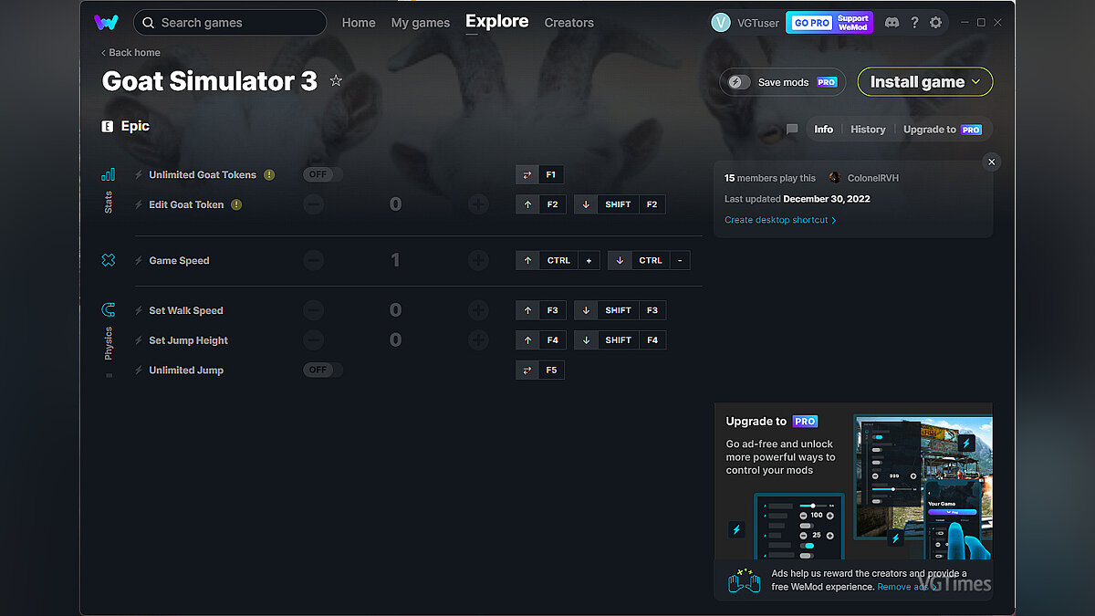 Goat Simulator 3 — Trainer (+6) from 12/30/2022 [WeMod]