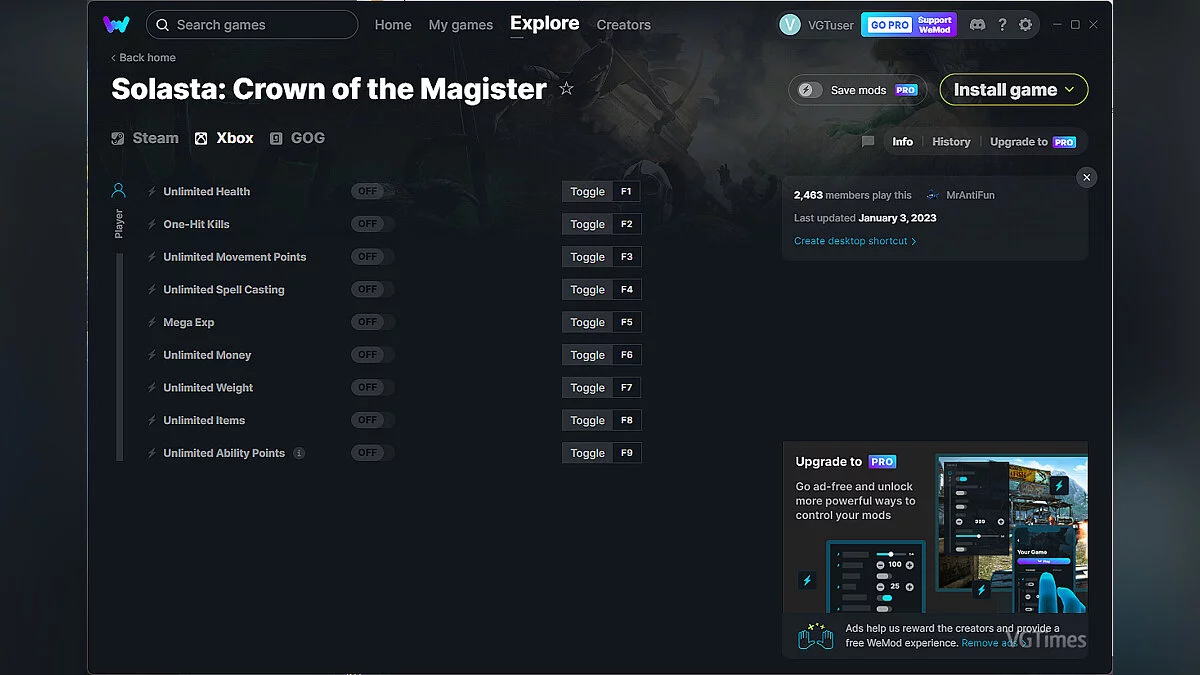 Solasta: Crown of the Magister — Trener (+9) od 03.01.2023 [WeMod]