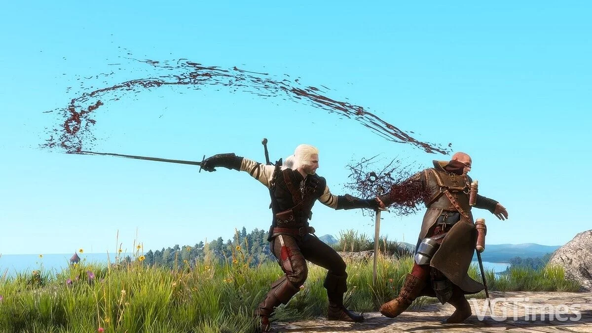 The Witcher 3: Wild Hunt - Complete Edition — Marcas sangrientas de golpes.