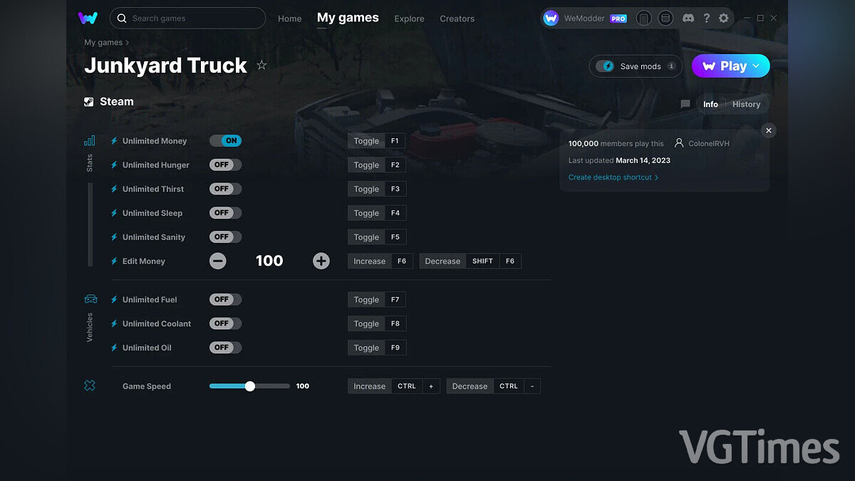 Junkyard Truck — Trainer (+10) from 03/14/2023 [WeMod]