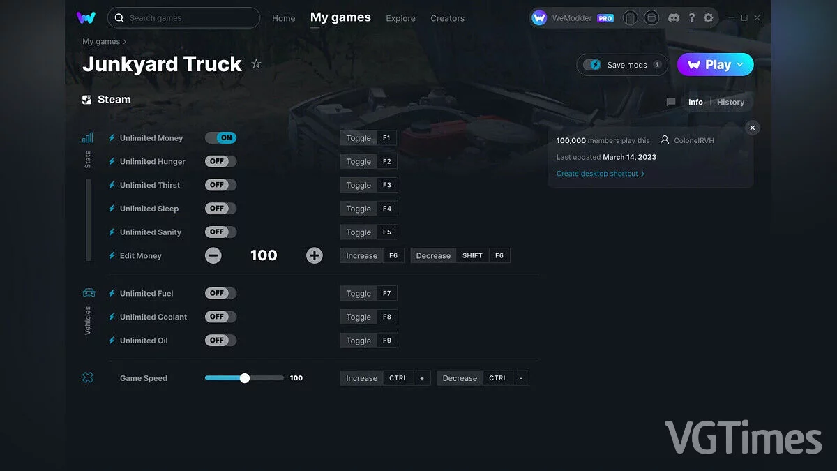 Junkyard Truck — Trainer (+10) from 03/14/2023 [WeMod]