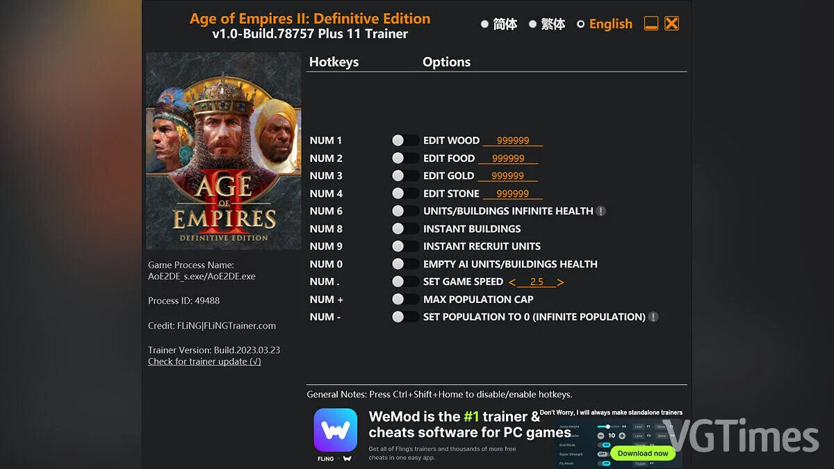 Age Of Empires 2: Definitive Edition — Trainer (+11) [1.0 - Build.75350]