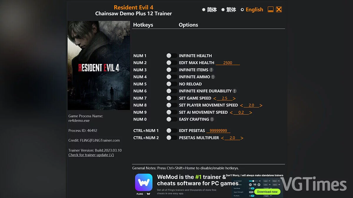 Resident Evil 4 Remake (2023) — Trainer (+12) [DEMO]