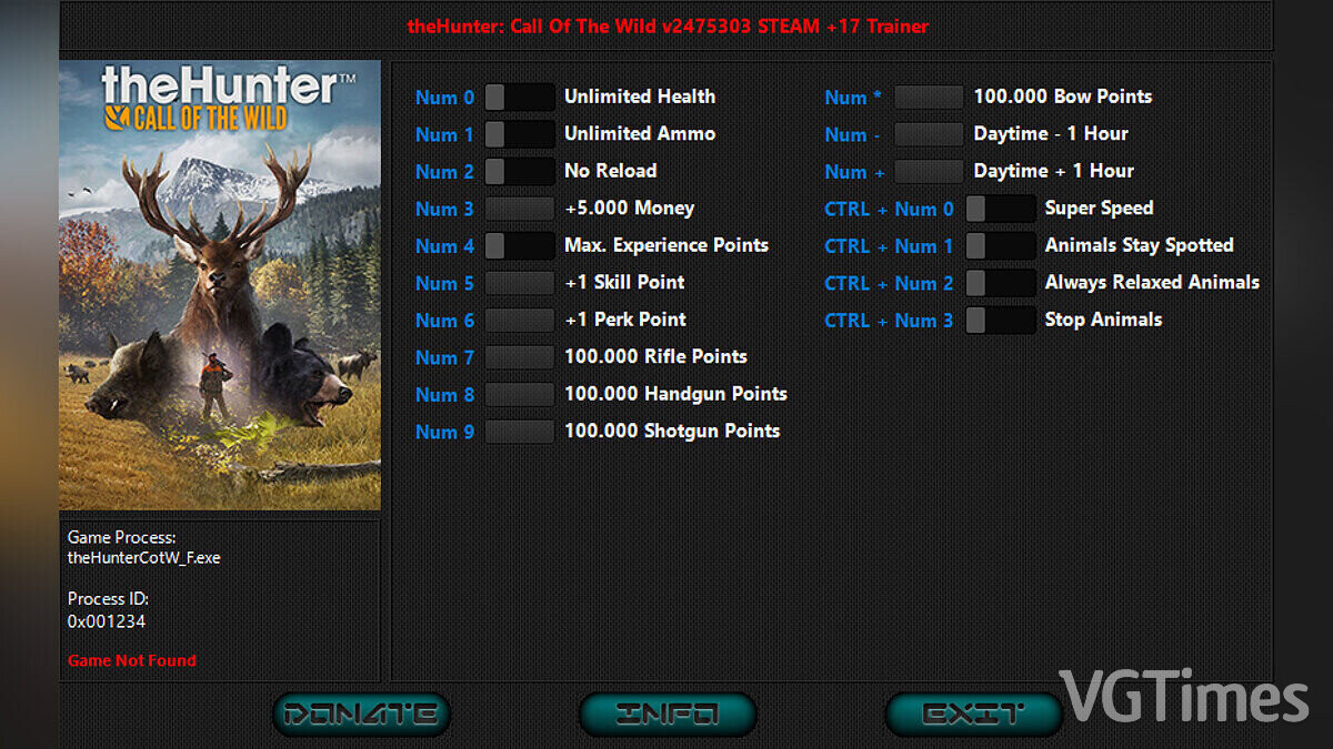 theHunter: Call of the Wild — Trainer (+17) [2050156 - 2475303: Steam]