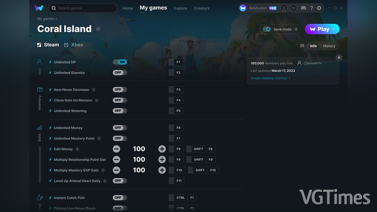 Coral Island — Trainer (+28) from 03/17/2023 [WeMod]
