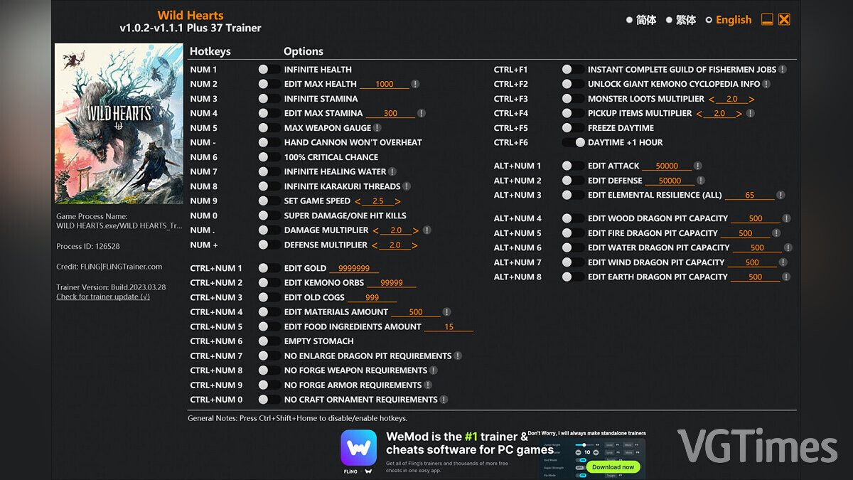 Wild Hearts — Trainer (+37) [1.0.2 - 1.1.1]