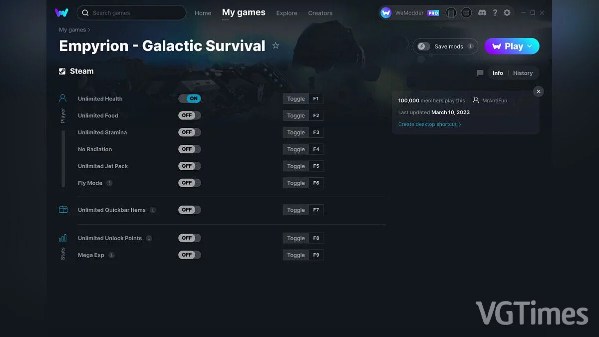 Empyrion - Galactic Survival — Trainer (+9) from 03/10/2023 [WeMod]