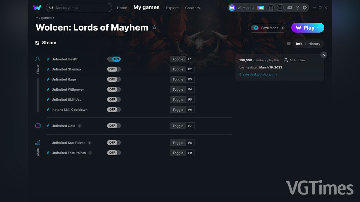 Wolcen: Lords of Mayhem — Trainer (+9) from 03/19/2023 [WeMod]