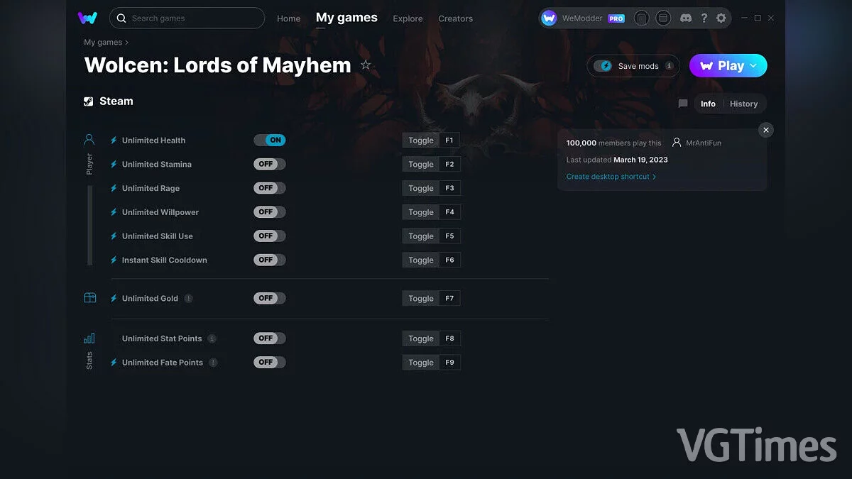 Wolcen: Lords of Mayhem — Entrenador (+9) del 19/03/2023 [WeMod]