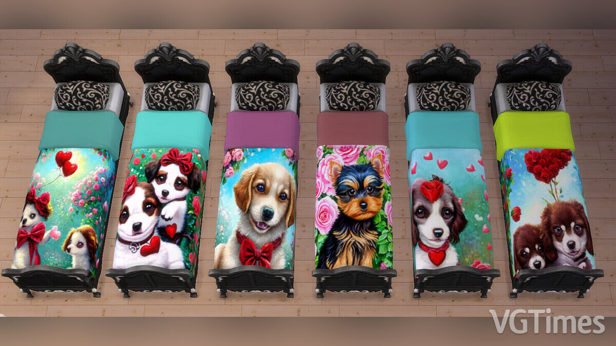 The Sims 4 — Beds, rugs and paintings with dogs