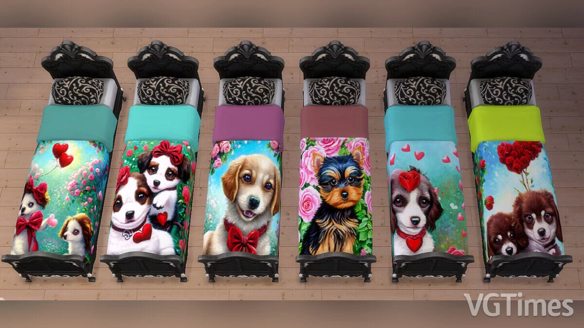 The Sims 4 — Camas, alfombras y cuadros con perros.