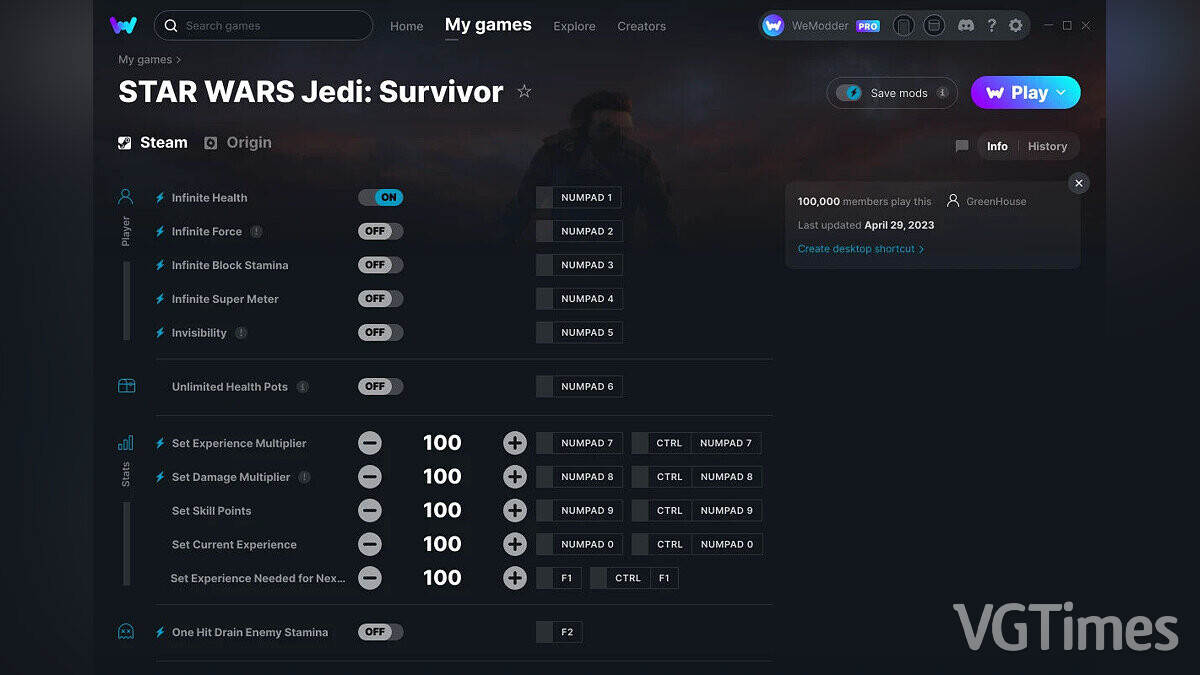 Star Wars Jedi: Survivor — Trainer (+14) from 04/29/2023 [WeMod]