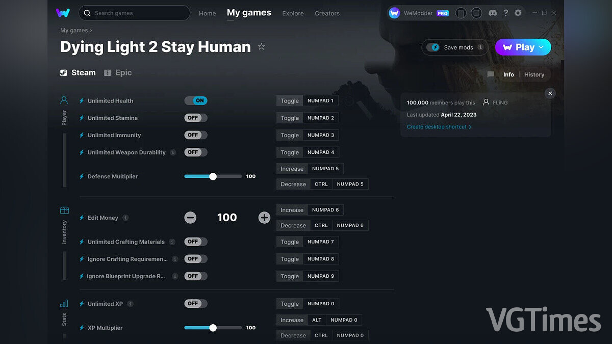 Dying Light 2 Stay Human — Trainer (+20) from 04/22/2023 [WeMod]