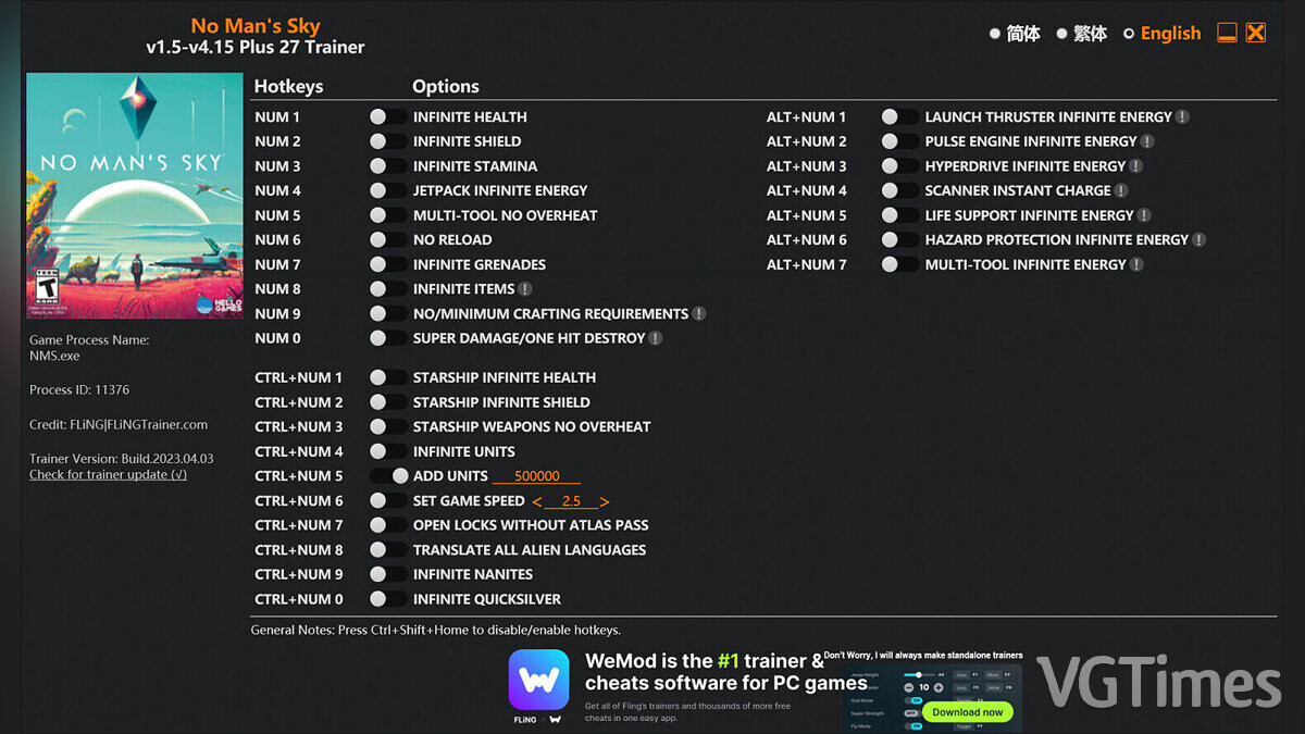 No Man&#039;s Sky — Trainer (+27) [1.0 - 4.15]