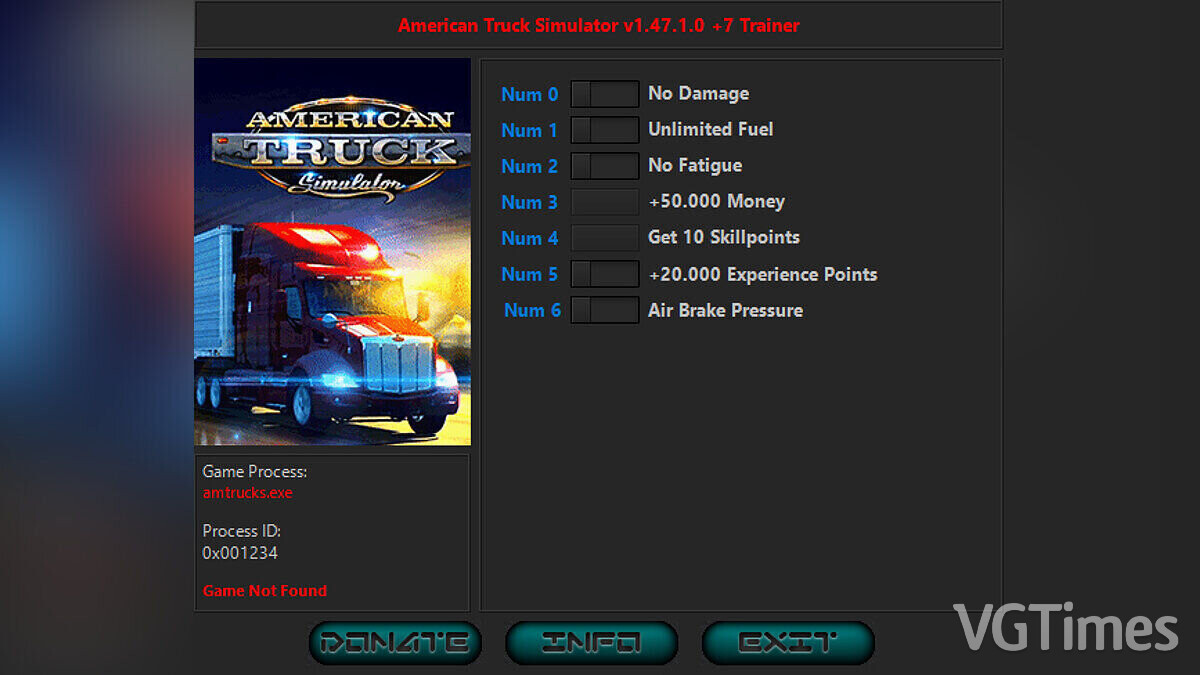 American Truck Simulator — Trainer (+7) [1.47.1.0]