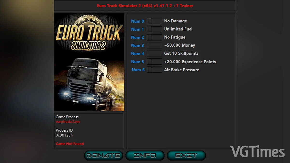 Euro Truck Simulator 2 — Entrenador (+7) [1.47.1.2]